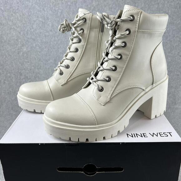 Y2K 90s Nine West Boots Chucky Platform Heels Ankle Faux Leather Womens 9.5 - Picture 4 of 9